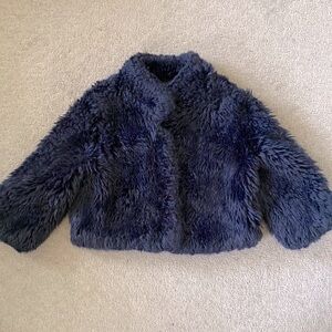 JANIE AND JACK navy faux-fur jacket, Girls' 10-12.